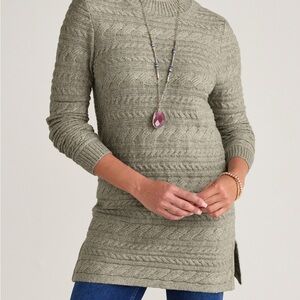 Soft Surroundings Olive Cable Knit Sweater